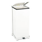 Defenders Biohazard Step Can, Square, Steel, 13 gal, White